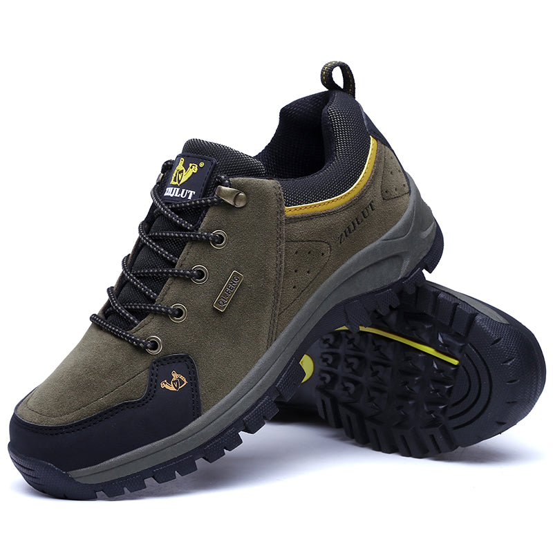 Men's Genuine Leather Hiking Boots - Lace-Up, Waterproof, Slip resistant, Wide Toe Box with Arch Support