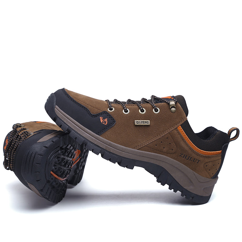 Men's Genuine Leather Hiking Boots - Lace-Up, Waterproof, Slip resistant, Wide Toe Box with Arch Support