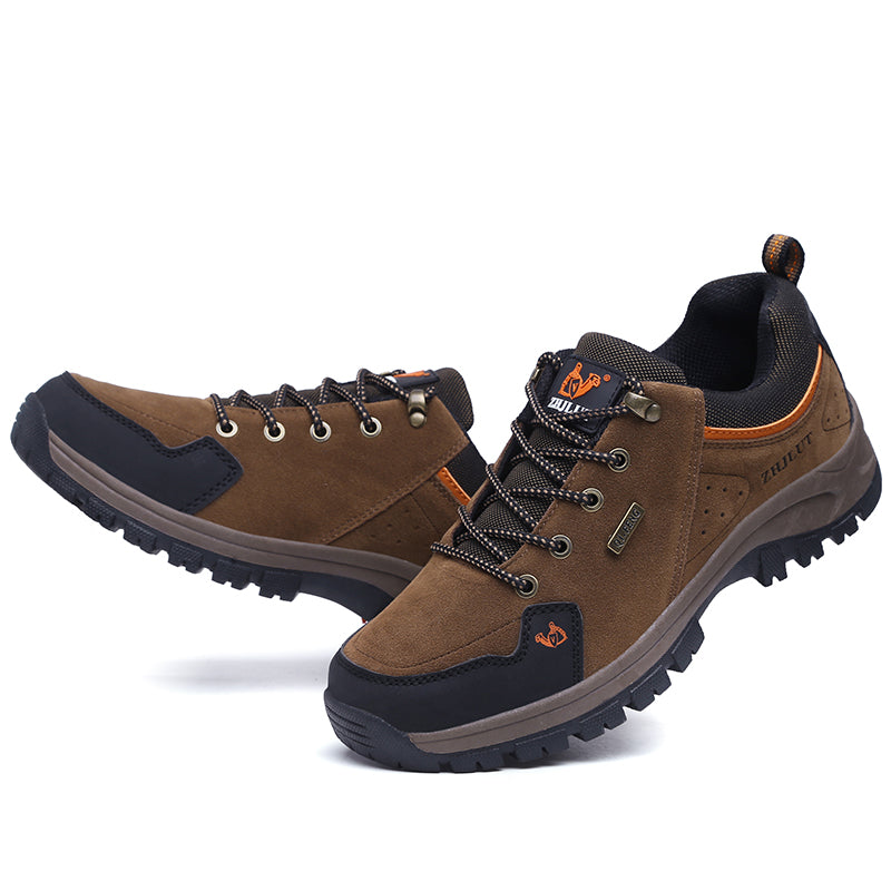Men's Genuine Leather Hiking Boots - Lace-Up, Waterproof, Slip resistant, Wide Toe Box with Arch Support
