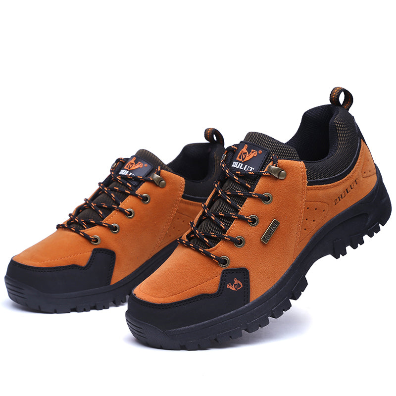 Men's Genuine Leather Hiking Boots - Lace-Up, Waterproof, Slip resistant, Wide Toe Box with Arch Support