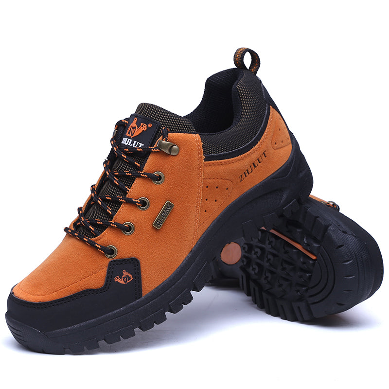Men's Genuine Leather Hiking Boots - Lace-Up, Waterproof, Slip resistant, Wide Toe Box with Arch Support