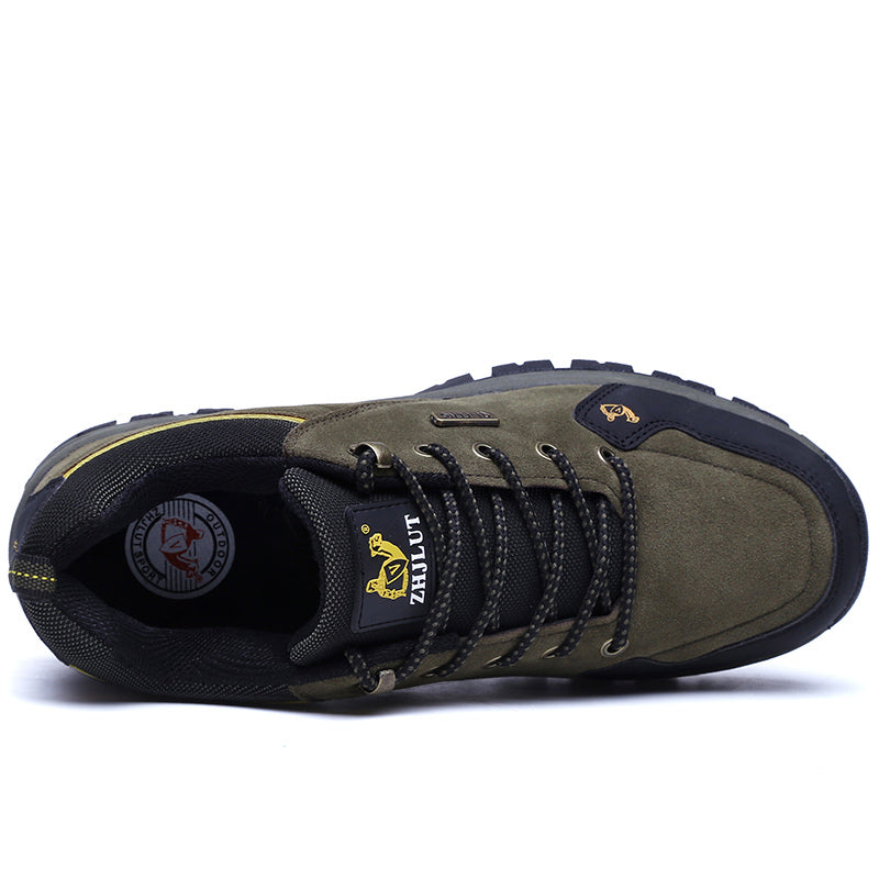 Men's Genuine Leather Hiking Boots - Lace-Up, Waterproof, Slip resistant, Wide Toe Box with Arch Support