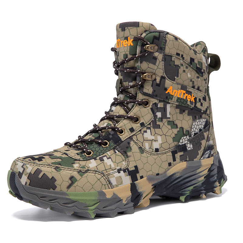 Men's Genuine Leather Work Boots - Lace-Up, Slip-Resistant, Wide Toe Box with Arch Support