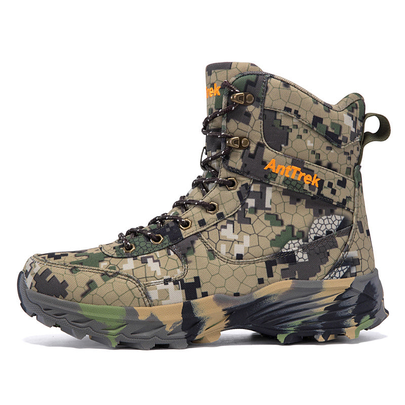 Men's Genuine Leather Work Boots - Lace-Up, Slip-Resistant, Wide Toe Box with Arch Support