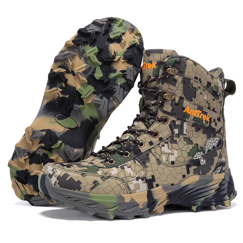 Men's Genuine Leather Work Boots - Lace-Up, Slip-Resistant, Wide Toe Box with Arch Support