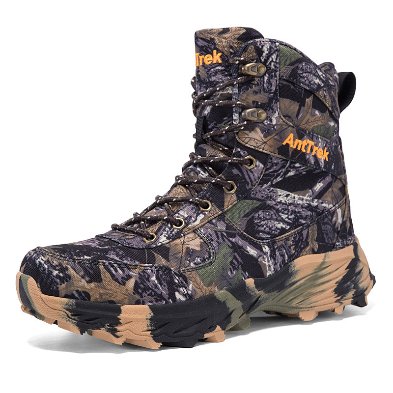 Men's Genuine Leather Work Boots - Lace-Up, Slip-Resistant, Wide Toe Box with Arch Support
