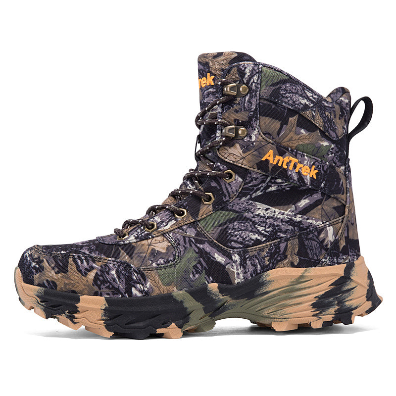 Men's Genuine Leather Work Boots - Lace-Up, Slip-Resistant, Wide Toe Box with Arch Support