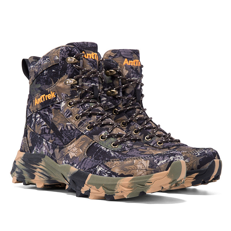 Men's Genuine Leather Work Boots - Lace-Up, Slip-Resistant, Wide Toe Box with Arch Support