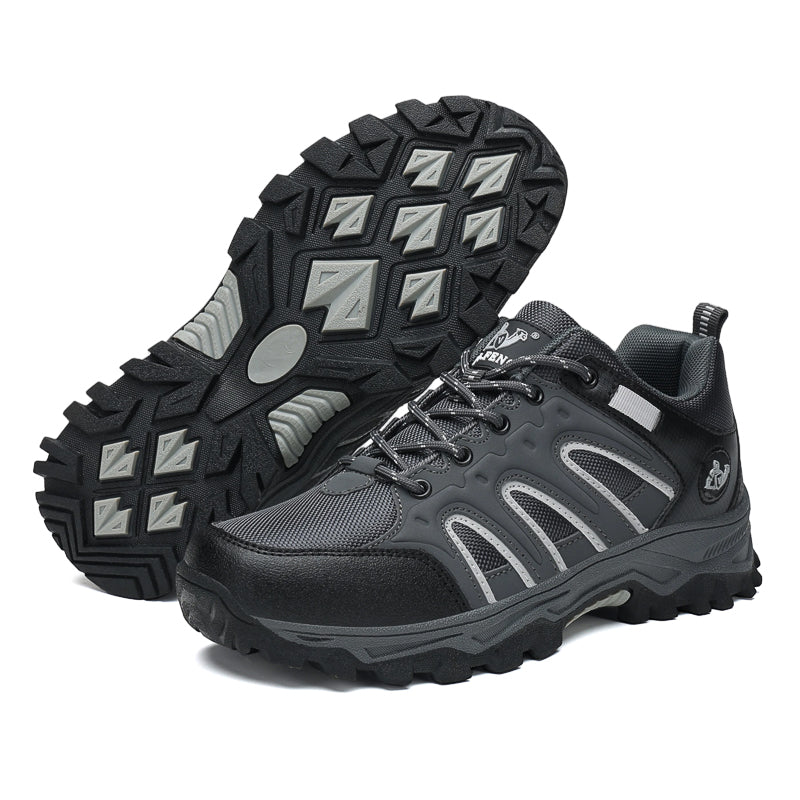Men's Mixed Material Hiking Shoes - Lace-Up, Waterproof, Wide Toe Box with Arch Support
