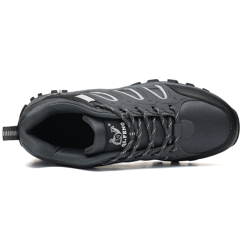 Men's Mixed Material Hiking Shoes - Lace-Up, Waterproof, Wide Toe Box with Arch Support