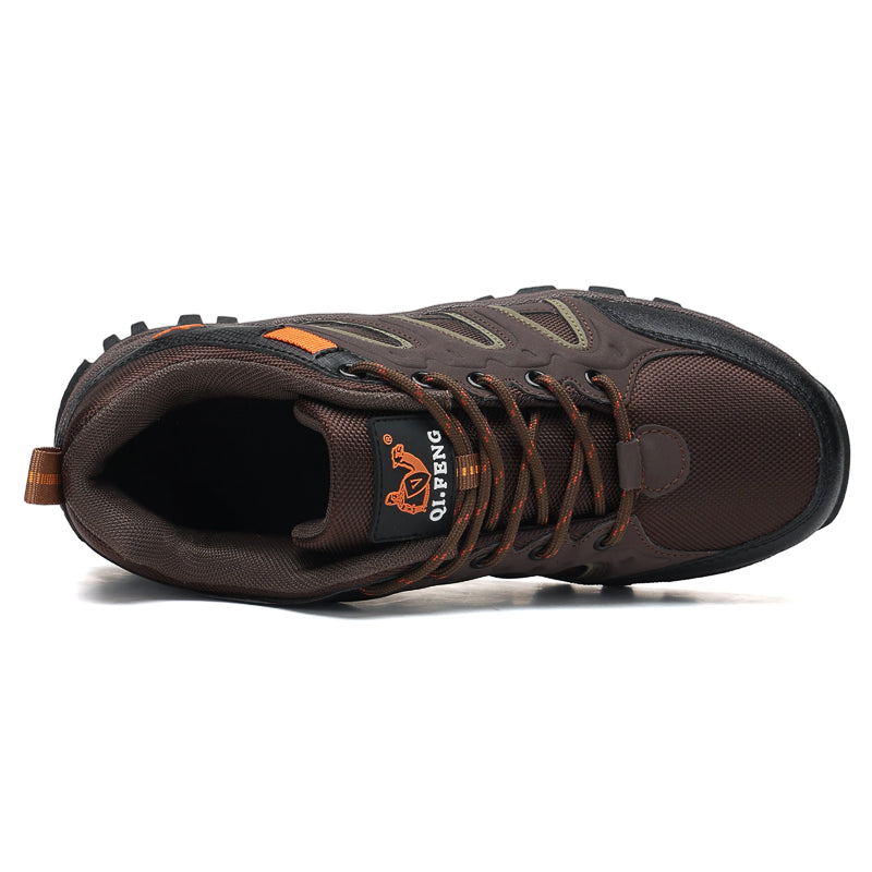 Men's Mixed Material Hiking Shoes - Lace-Up, Waterproof, Wide Toe Box with Arch Support