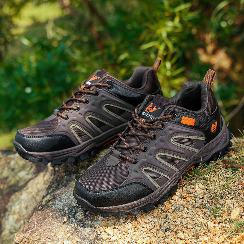 Men's Mixed Material Hiking Shoes - Lace-Up, Waterproof, Wide Toe Box with Arch Support