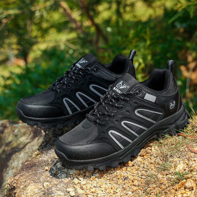 Men's Mixed Material Hiking Shoes - Lace-Up, Waterproof, Wide Toe Box with Arch Support