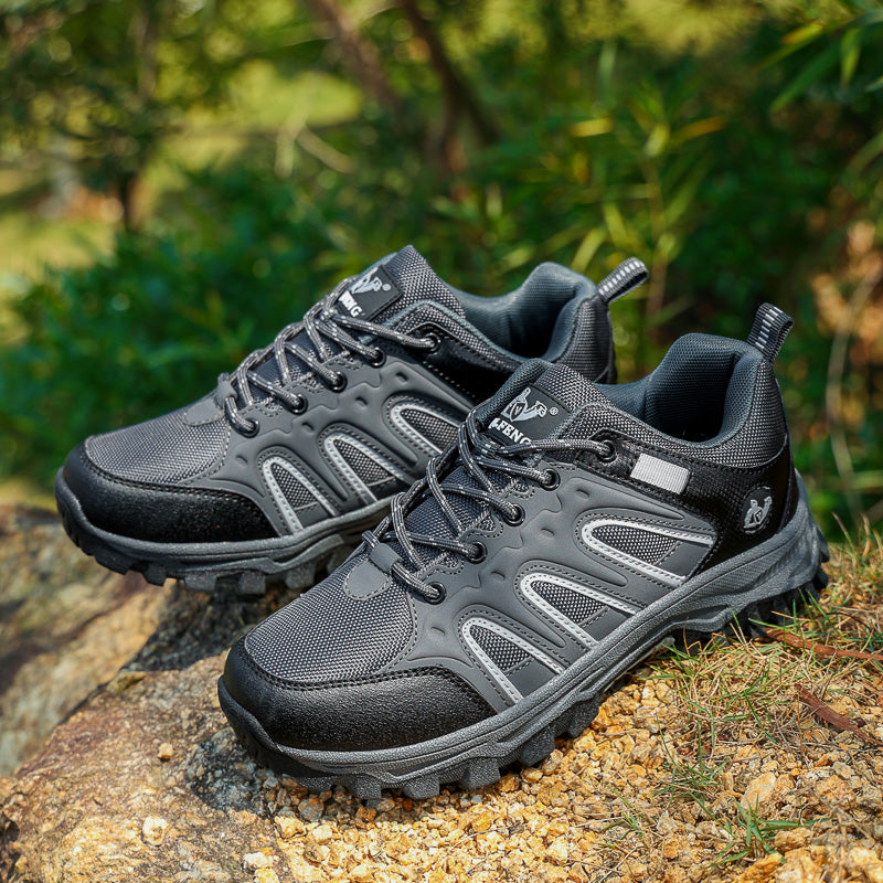 Men's Mixed Material Hiking Shoes - Lace-Up, Waterproof, Wide Toe Box with Arch Support