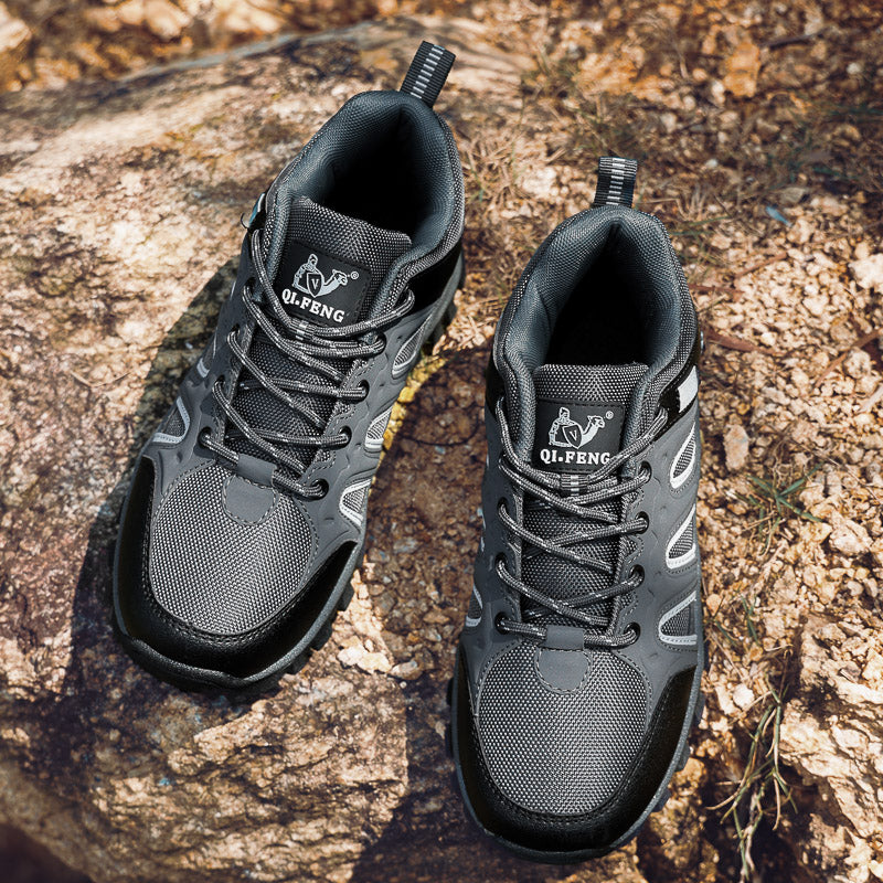 Men's Mixed Material Hiking Shoes - Lace-Up, Waterproof, Wide Toe Box with Arch Support