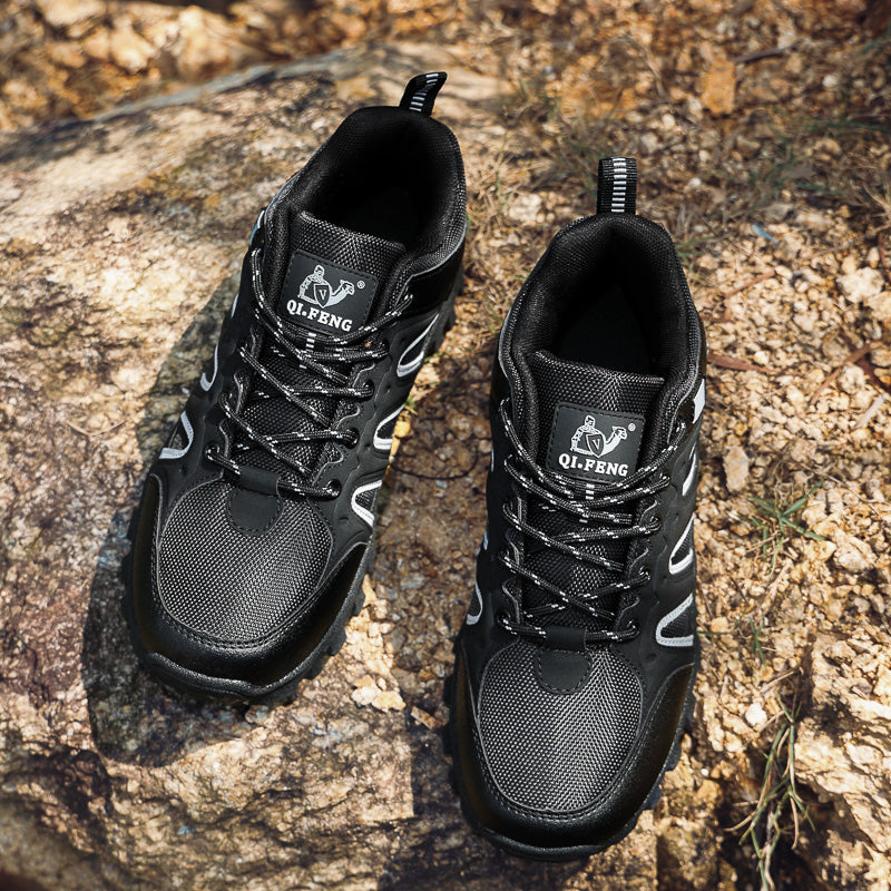 Men's Mixed Material Hiking Shoes - Lace-Up, Waterproof, Wide Toe Box with Arch Support