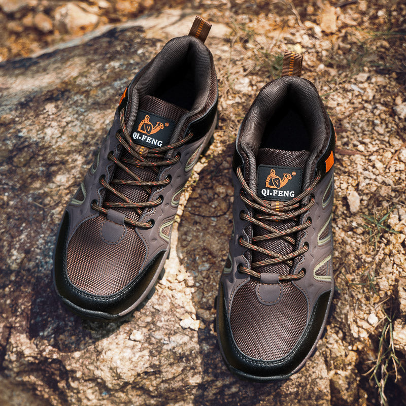 Men's Mixed Material Hiking Shoes - Lace-Up, Waterproof, Wide Toe Box with Arch Support