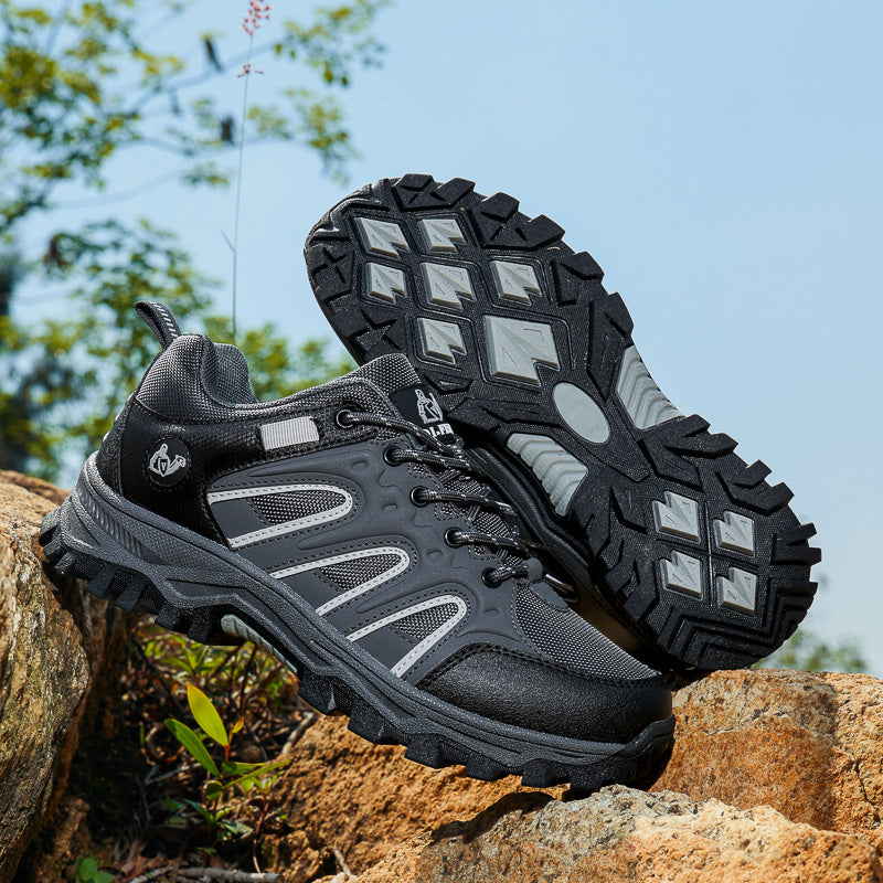 Men's Mixed Material Hiking Shoes - Lace-Up, Waterproof, Wide Toe Box with Arch Support
