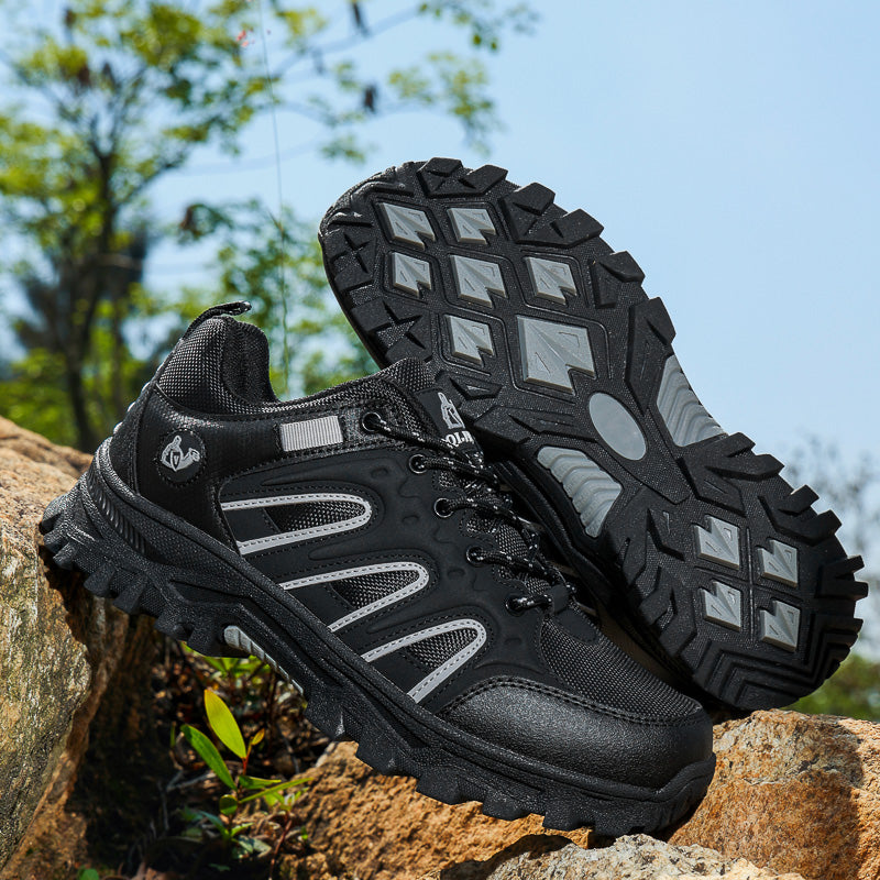 Men's Mixed Material Hiking Shoes - Lace-Up, Waterproof, Wide Toe Box with Arch Support