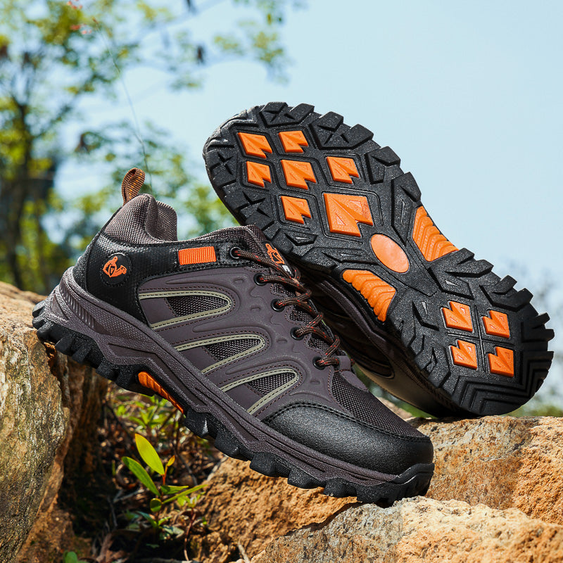 Men's Mixed Material Hiking Shoes - Lace-Up, Waterproof, Wide Toe Box with Arch Support