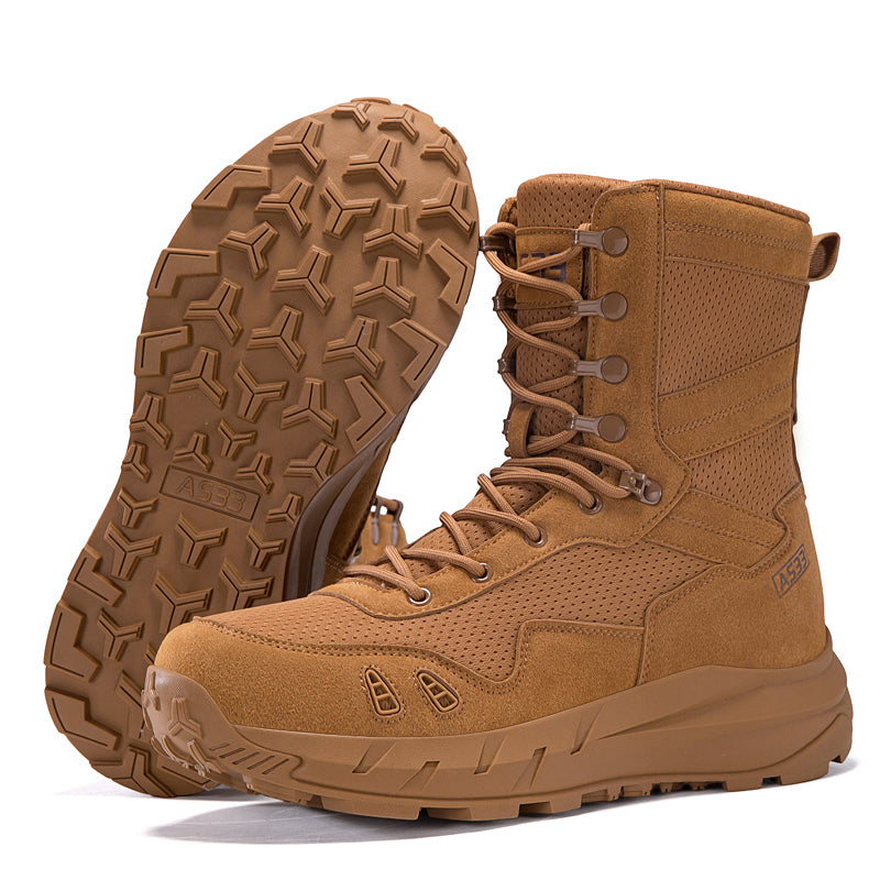 Men's Genuine Leather Work Boots - Lace-Up, Slip-Resistant, Wide Toe Box with Arch Support