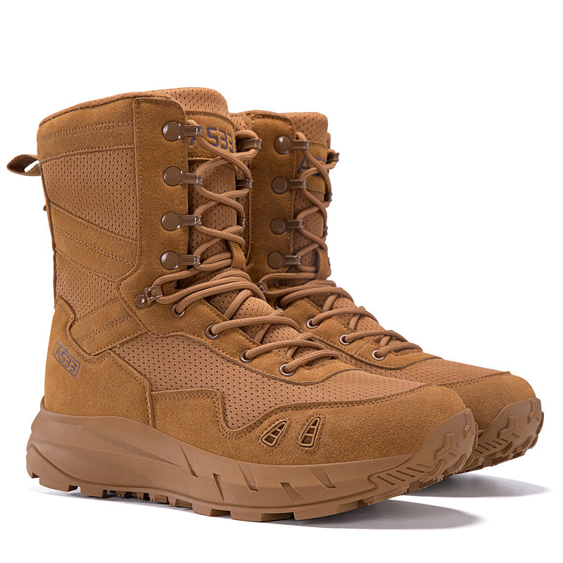 Men's Genuine Leather Work Boots - Lace-Up, Slip-Resistant, Wide Toe Box with Arch Support