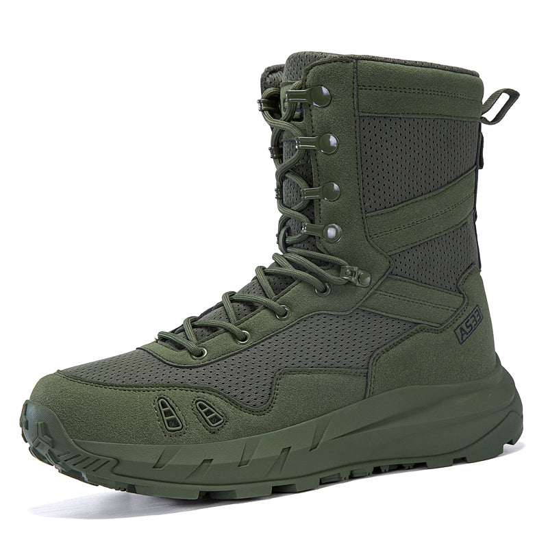 Men's Genuine Leather Work Boots - Lace-Up, Slip-Resistant, Wide Toe Box with Arch Support