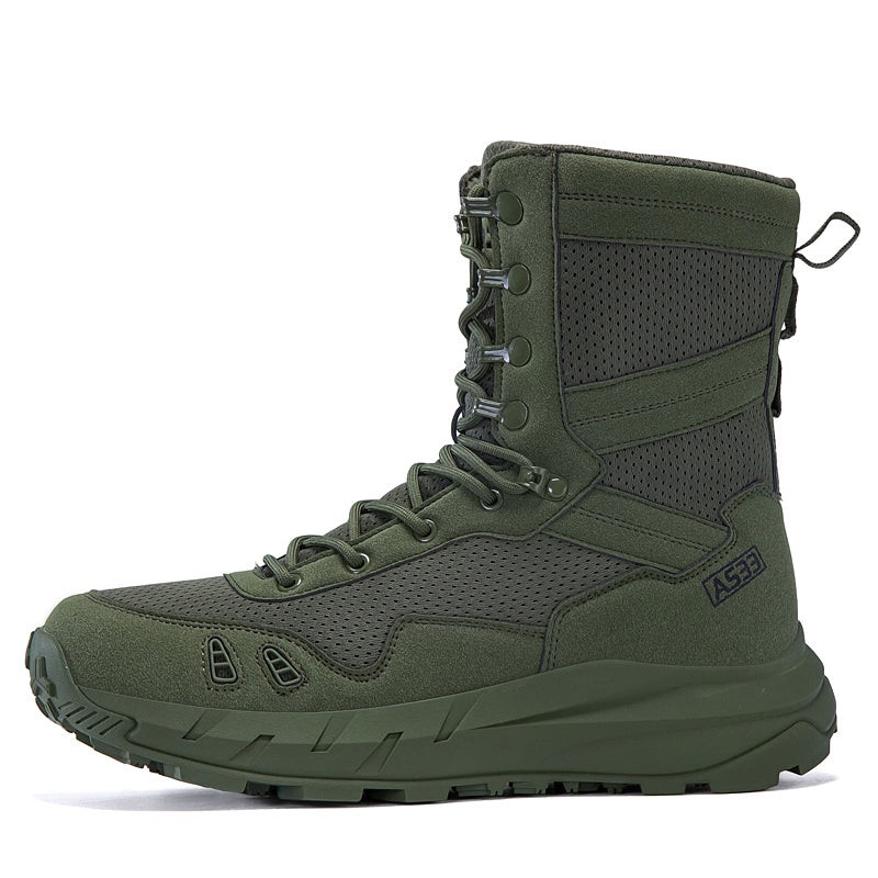Men's Genuine Leather Work Boots - Lace-Up, Slip-Resistant, Wide Toe Box with Arch Support