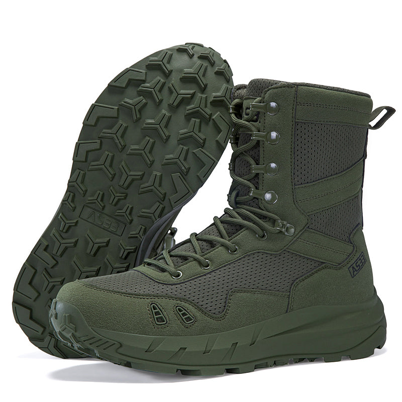 Men's Genuine Leather Work Boots - Lace-Up, Slip-Resistant, Wide Toe Box with Arch Support