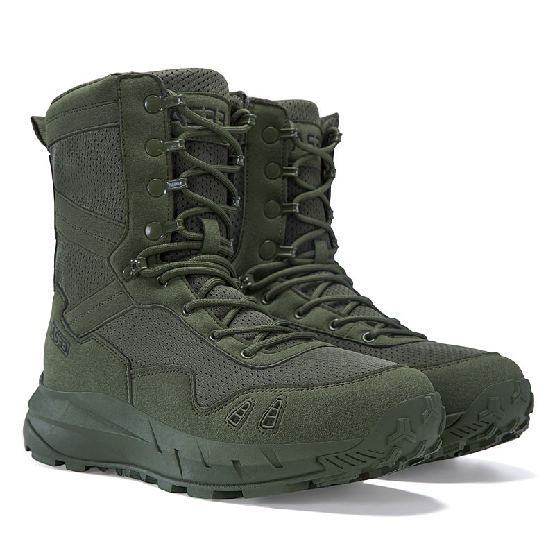 Men's Genuine Leather Work Boots - Lace-Up, Slip-Resistant, Wide Toe Box with Arch Support