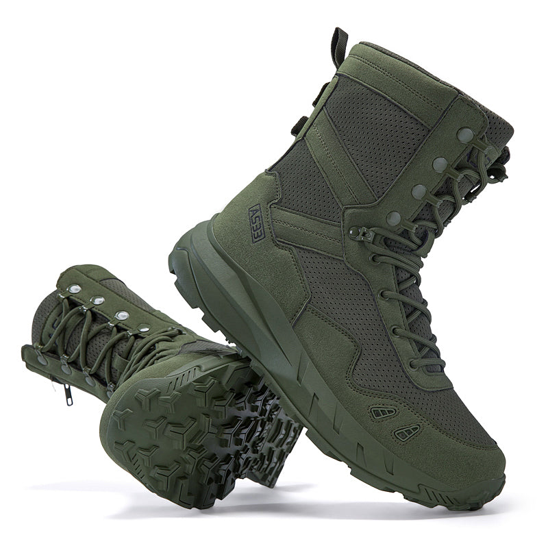Men's Genuine Leather Work Boots - Lace-Up, Slip-Resistant, Wide Toe Box with Arch Support