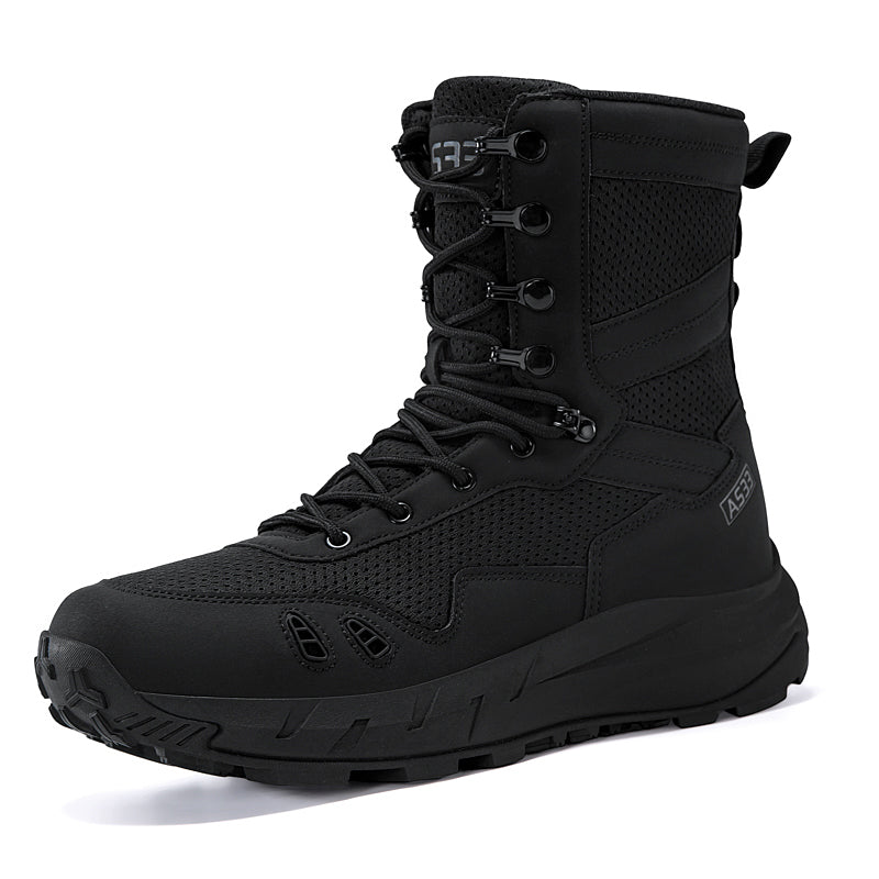 Men's Genuine Leather Work Boots - Lace-Up, Slip-Resistant, Wide Toe Box with Arch Support