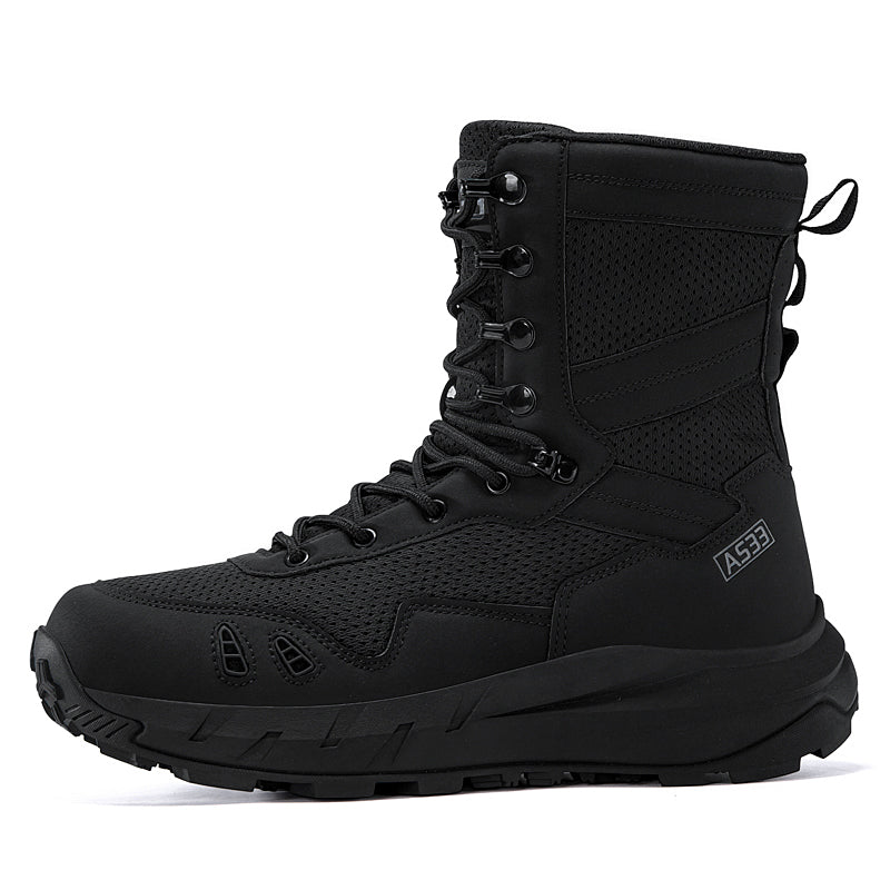 Men's Genuine Leather Work Boots - Lace-Up, Slip-Resistant, Wide Toe Box with Arch Support