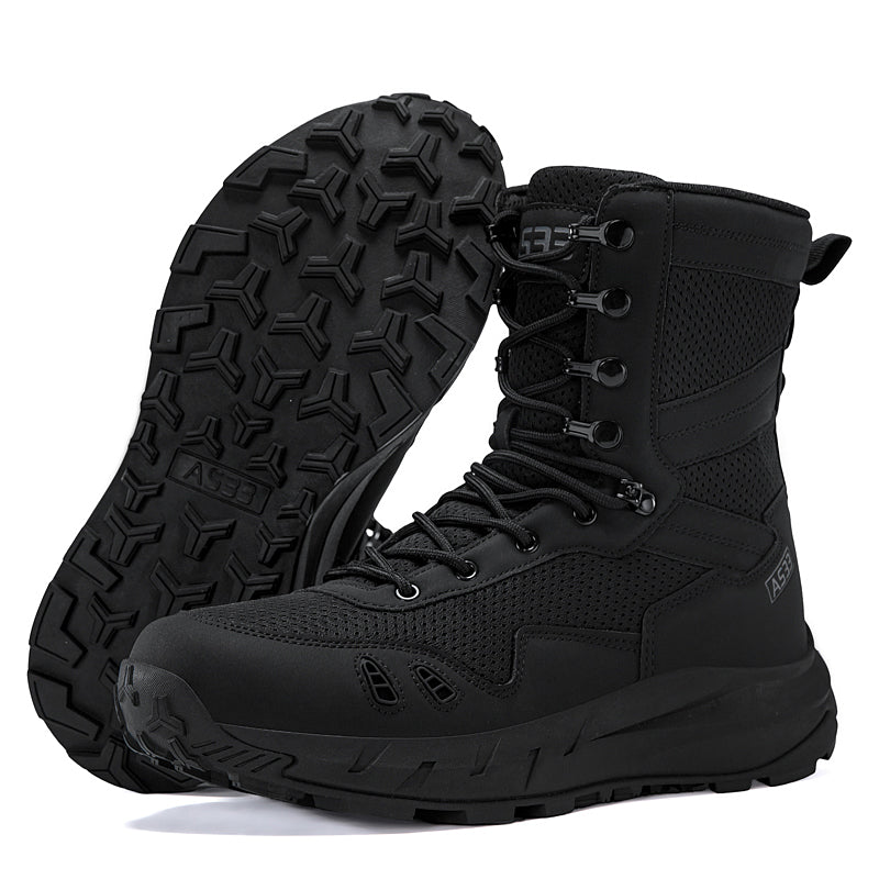 Men's Genuine Leather Work Boots - Lace-Up, Slip-Resistant, Wide Toe Box with Arch Support