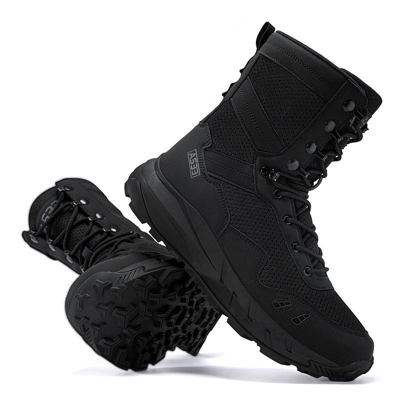 Men's Genuine Leather Work Boots - Lace-Up, Slip-Resistant, Wide Toe Box with Arch Support