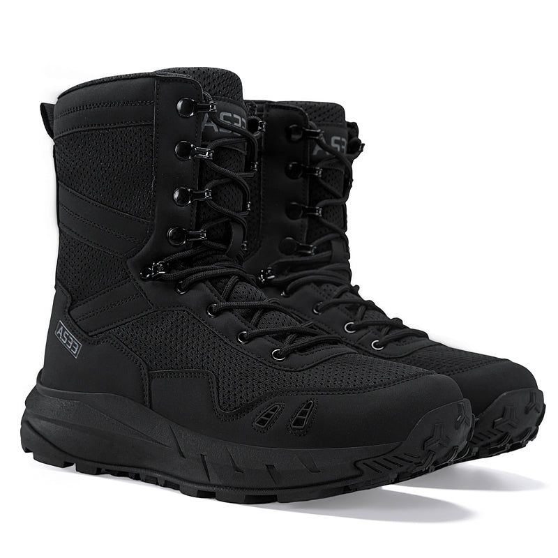 Men's Genuine Leather Work Boots - Lace-Up, Slip-Resistant, Wide Toe Box with Arch Support