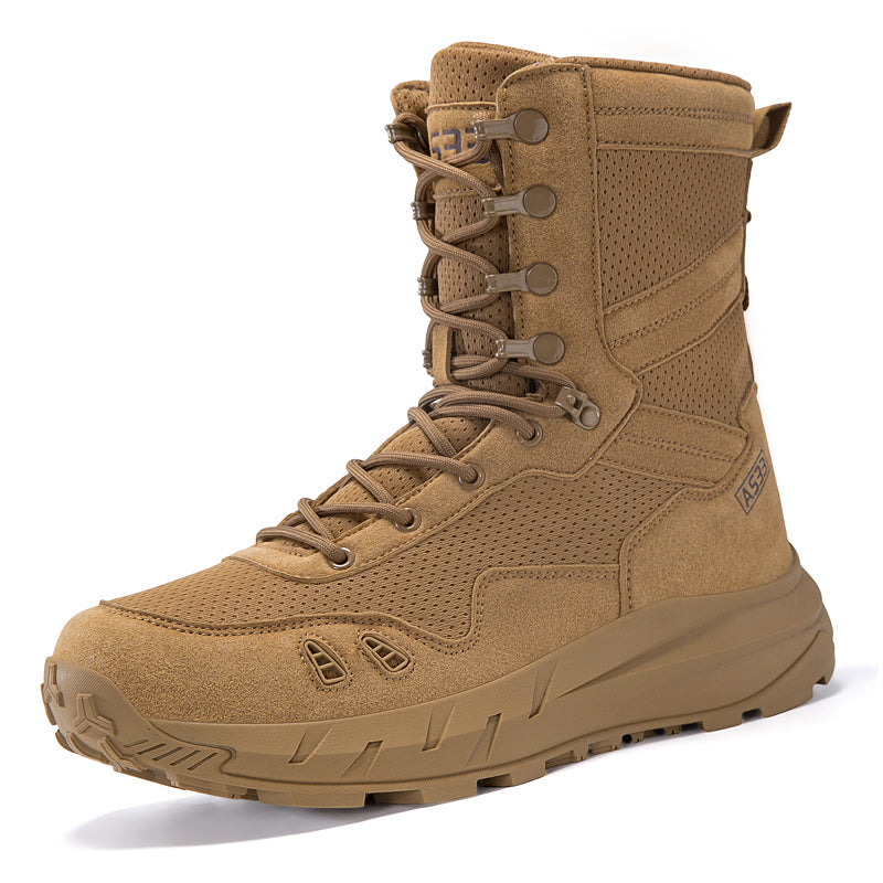 Men's Genuine Leather Work Boots - Lace-Up, Slip-Resistant, Wide Toe Box with Arch Support