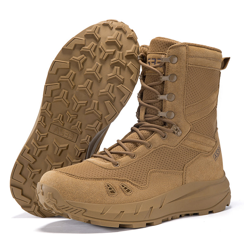 Men's Genuine Leather Work Boots - Lace-Up, Slip-Resistant, Wide Toe Box with Arch Support
