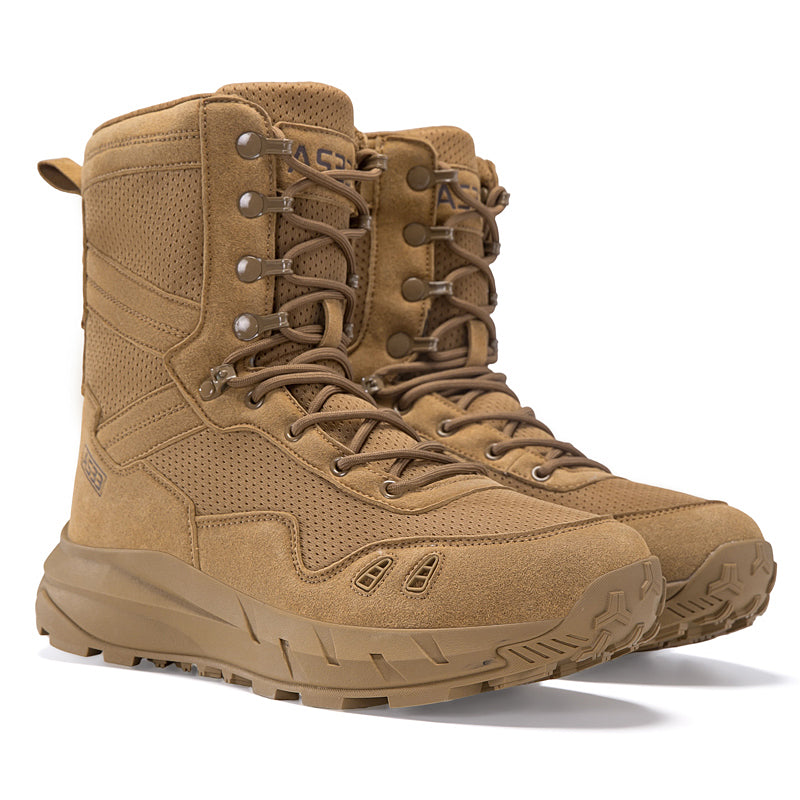 Men's Genuine Leather Work Boots - Lace-Up, Slip-Resistant, Wide Toe Box with Arch Support