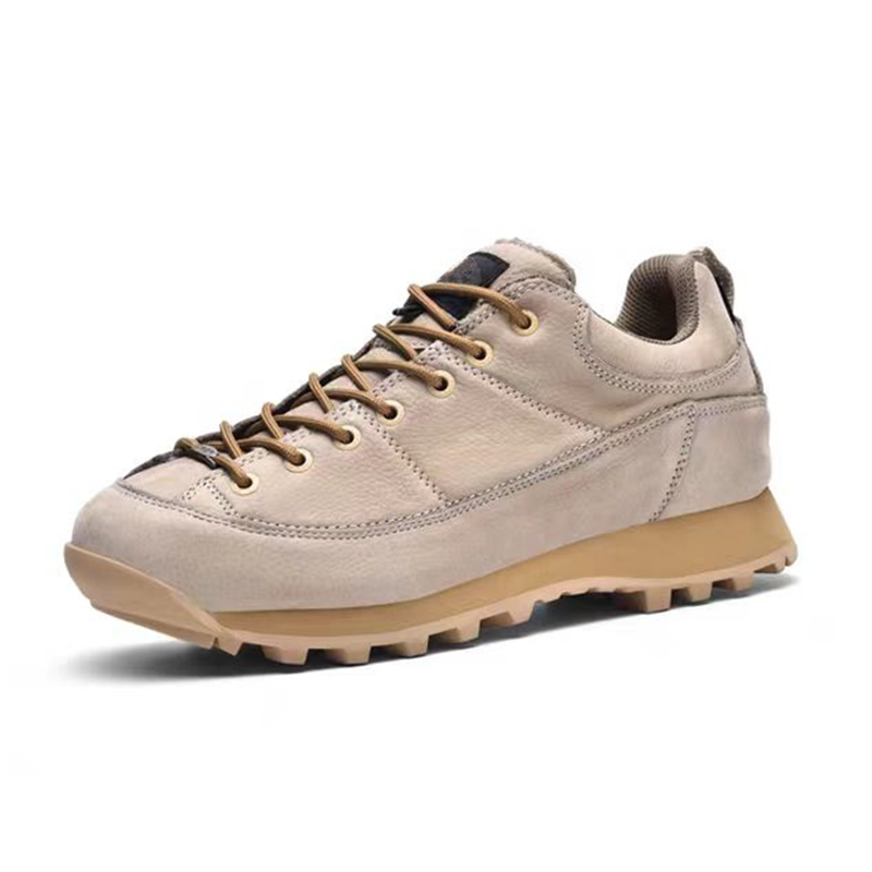 Men's Genuine Leather Hiking Sneakers- Lace-Up, Waterproof, Wide Toe Box with Arch Support