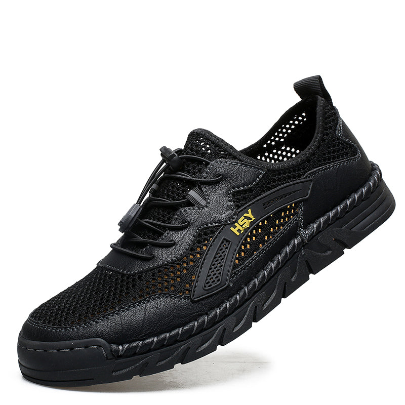 Men's Mesh Hiking Shoes - Slip-On, Breathable, Slip-Resistant, Wide Toe Box with Arch Support