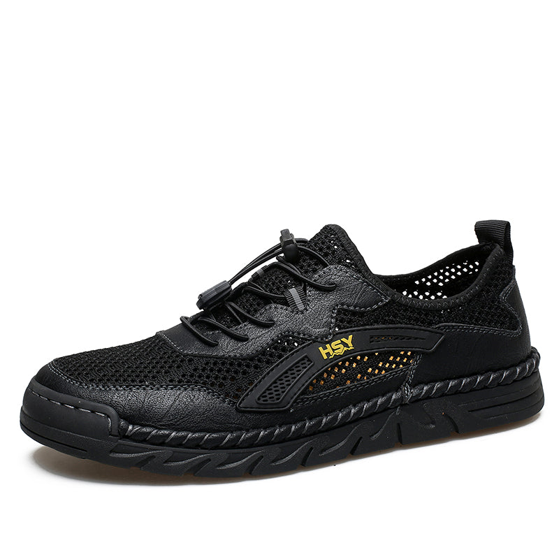 Men's Mesh Hiking Shoes - Slip-On, Breathable, Slip-Resistant, Wide Toe Box with Arch Support