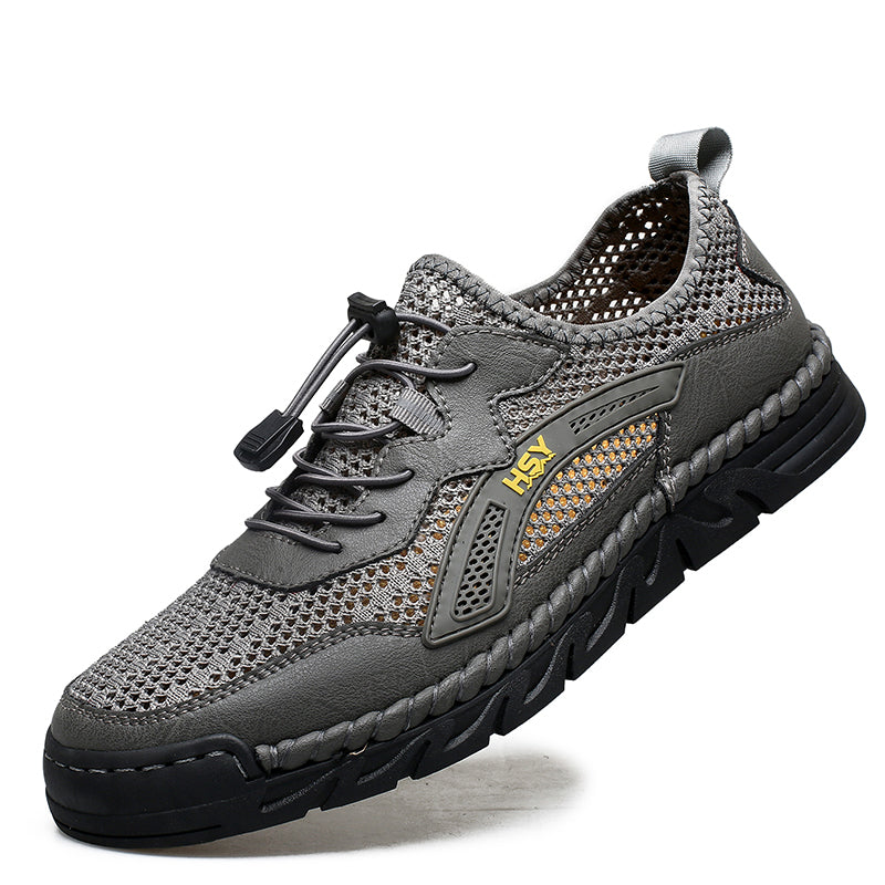 Men's Mesh Hiking Shoes - Slip-On, Breathable, Slip-Resistant, Wide Toe Box with Arch Support