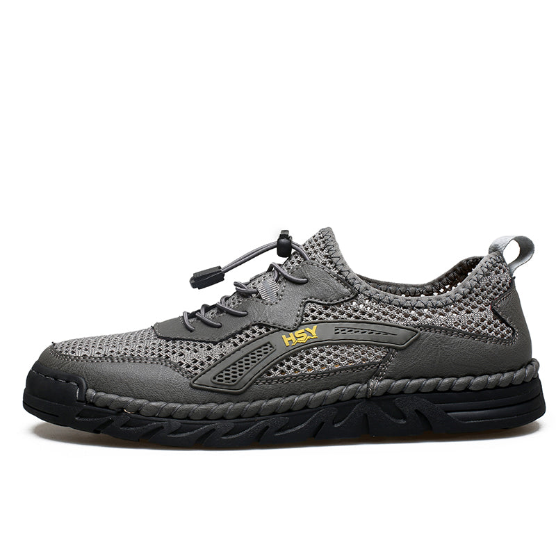 Men's Mesh Hiking Shoes - Slip-On, Breathable, Slip-Resistant, Wide Toe Box with Arch Support
