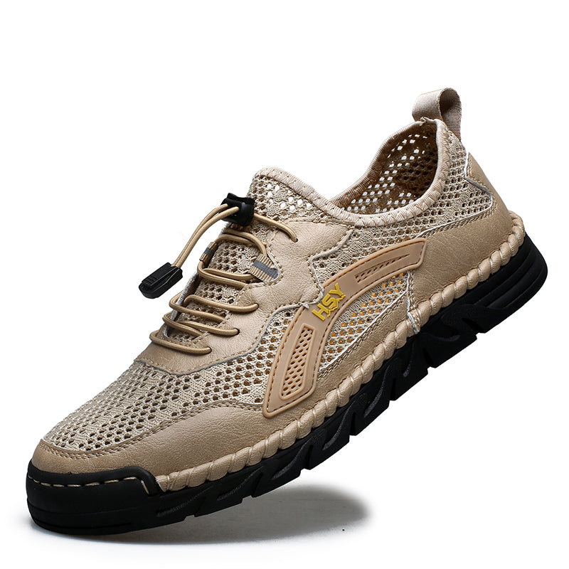 Men's Mesh Hiking Shoes - Slip-On, Breathable, Slip-Resistant, Wide Toe Box with Arch Support
