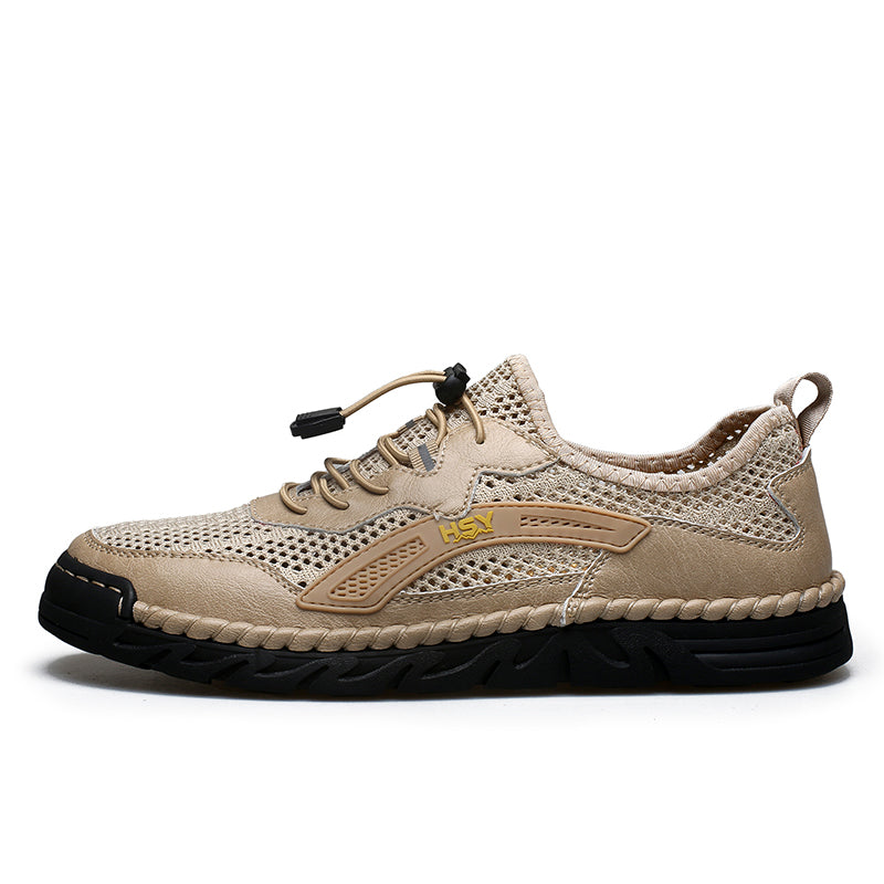 Men's Mesh Hiking Shoes - Slip-On, Breathable, Slip-Resistant, Wide Toe Box with Arch Support