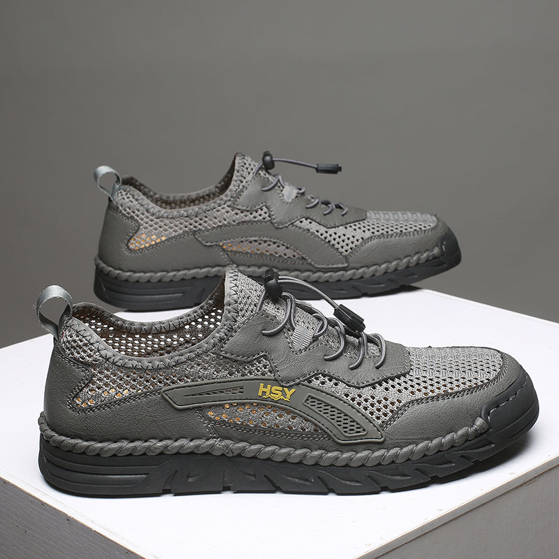 Men's Mesh Hiking Shoes - Slip-On, Breathable, Slip-Resistant, Wide Toe Box with Arch Support
