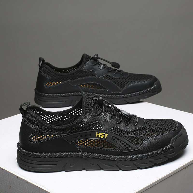 Men's Mesh Hiking Shoes - Slip-On, Breathable, Slip-Resistant, Wide Toe Box with Arch Support