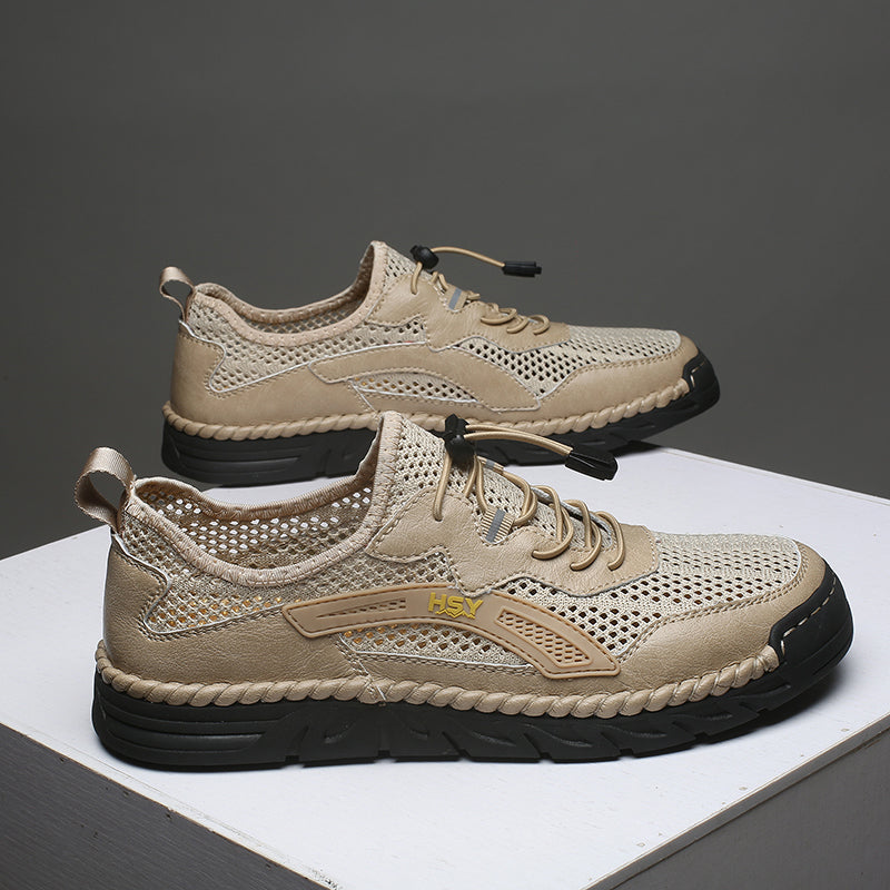 Men's Mesh Hiking Shoes - Slip-On, Breathable, Slip-Resistant, Wide Toe Box with Arch Support