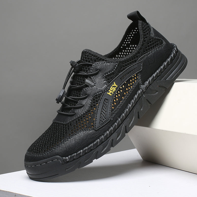 Men's Mesh Hiking Shoes - Slip-On, Breathable, Slip-Resistant, Wide Toe Box with Arch Support